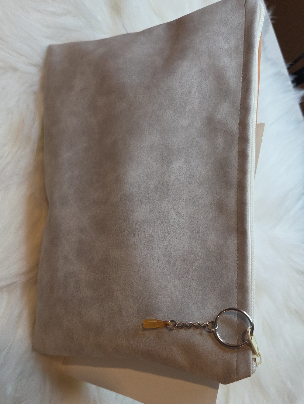 Biege & Taupe Color Block Women's Zipper Pouch Clutch- Handmade.